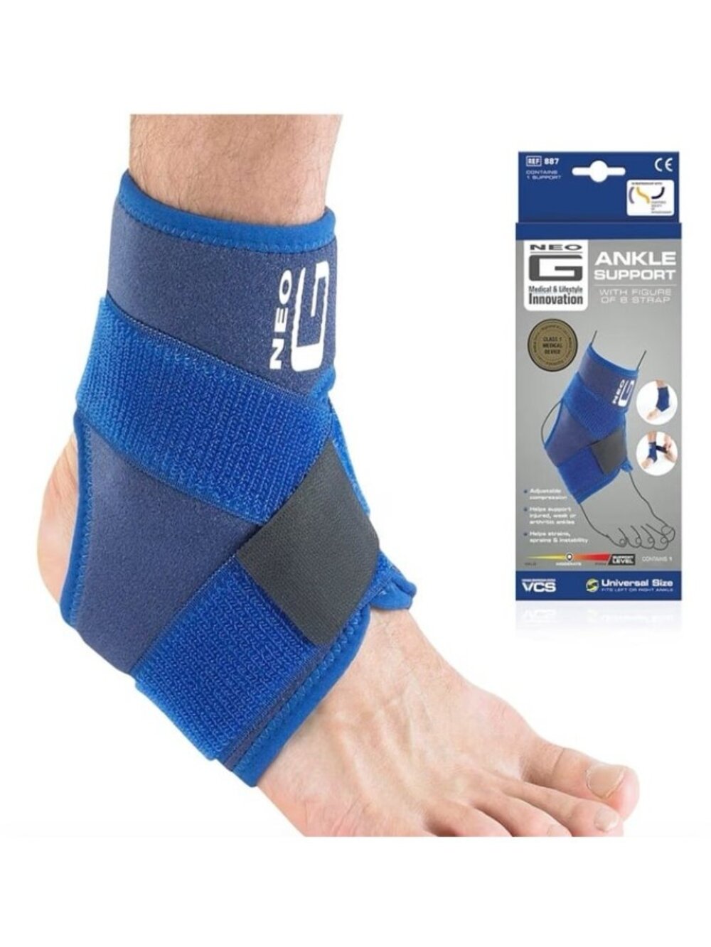 Neo-G Ankle Brace with Figure of 8 Strap - Neoprene Ankle Brace one size no box